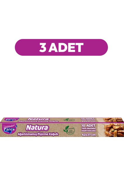Natura Ağartılmamış Hazır Kesilmiş Pişirme Kağıdı 10’lu Üçlü Set fiyatları