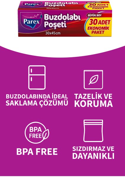 Büyük Boy Buzdolabı Poşeti 30'lu x 5 Adet fırsatları