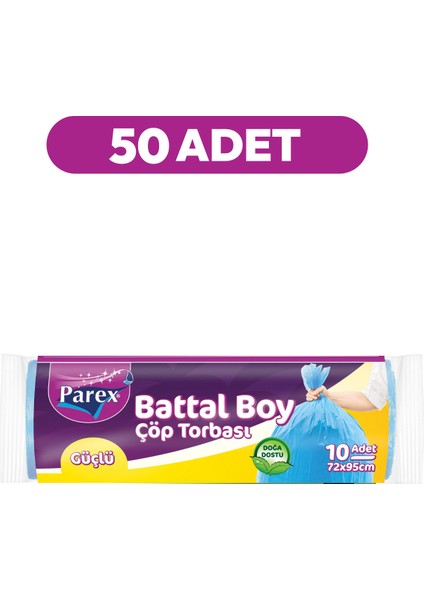 Güçlü Çöp Torbası Battal Boy 10'lu 72 x 95 cm 50 Paket 1 Koli