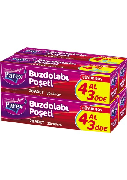 Buzdolabı Poşeti Büyük Boy 4 Al 3 Öde (4*20) 30 x 45 cm fırsatları
