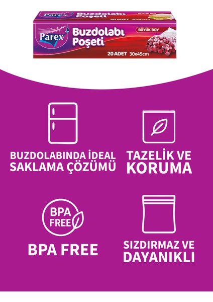 20'li Buzdolabı Poşeti Büyük Boy 30 x 45 cm modelleri