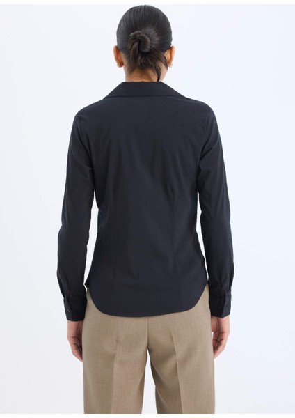 Regular Fit Basic Düz Bengalin Uzun Kollu Gömlek