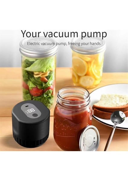 Elektrikli Mason Kavanozu Vakumlama Seti Mason Konservesi Otomatik Sızdırmazlık Makinesi, Geniş Ağızlı ve Normal Ağızlı 10 Kavanoz Kapağı ile - A (Yurt Dışından)