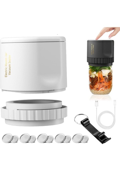 Elektrikli Mason Kavanozu Vakumlama Seti Mason Konservesi Otomatik Sızdırmazlık Makinesi, Geniş Ağızlı ve Normal Ağızlı 10 Kavanoz Kapağı ile - A (Yurt Dışından) indirimleri