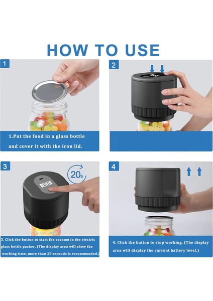 Mason Kavanoz Vakumu 2'si 1 Arada Tasarım Elektrikli Mason Kavanoz Vakum Sızdırmazlık Kiti, Tam Otomatik Emiş Durdurucu Gıda Saklama (Yurt Dışından) modelleri