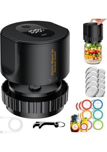 Mason Kavanoz Vakumu 2'si 1 Arada Tasarım Elektrikli Mason Kavanoz Vakum Sızdırmazlık Kiti, Tam Otomatik Emiş Durdurucu Gıda Saklama (Yurt Dışından) indirimleri
