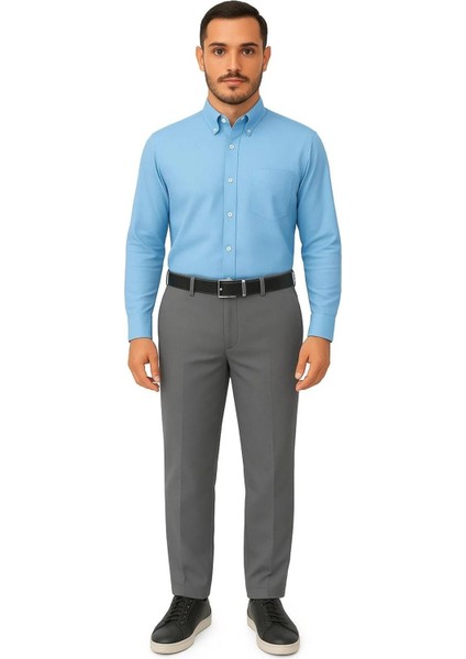 Rahat Kesim Klasik Pamuklu Keten Füme Baba Erkek Pantolon