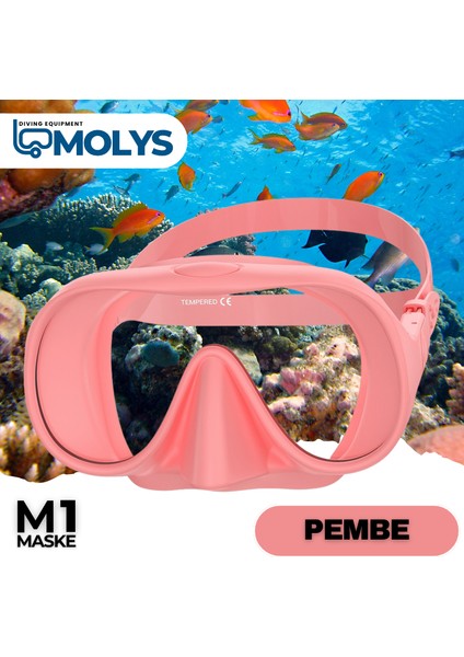 Molys M1 Dalış Maskesi + Maske Kutusu + Aynı Renk Şnorkel + Şnorkel Kabı + Free Dom Antı Fog Buğu Önleyici Cam Filmi Pembe fiyatları