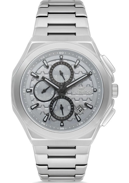 Ferro Gümüş Renk Çelik Kordon Erkek Kol Saati Fonksiyonlar Aktif 3 Atm Su Geçirmez TH-FM43024A-A4