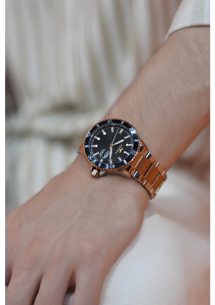 Ferro Rose ve Gümüş Çelik Kordon Erkek Kol Saati 3 Atm Su Geçirmez TH-F11238A-E2 fırsatları