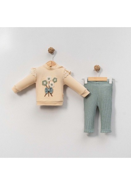 Çakar Bebe 6-18 Aylık Çiçek Süzine 2 Li TAKIM-8045120 - Su Yeşili