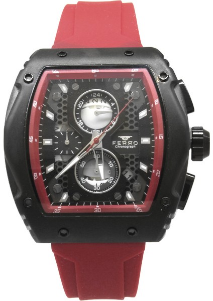 Ferro Kırmızı Renk Silikon Kordunlu Erkek Kol Saati TH-FM31351DWT-ZK