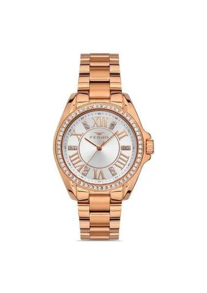 Ferro Rose Renk Çelik Kordonlu Kadın Kol Saati TH-F51336A-415-C