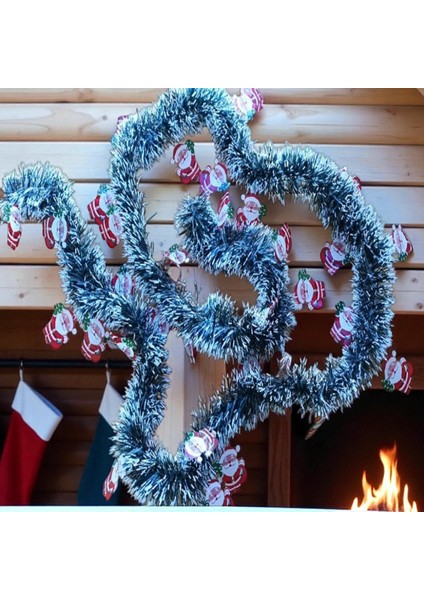 2 Metre Vıp Karlı Noel Baba Figürlü Yılbaşı Boyun Simi Yeşil Beyaz Karlı Yumuşak Boyun Garlandı