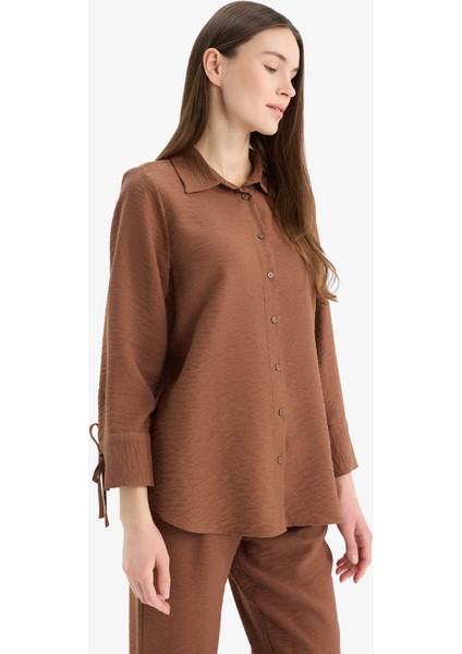 Regular Fit Basic Düz Uzun Kollu Gömlek