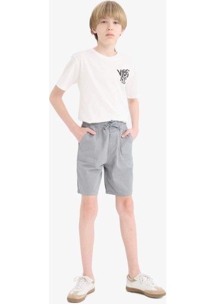 Erkek Çocuk Beli Lastikli Cepli Gabardin Şort E3359A825HS