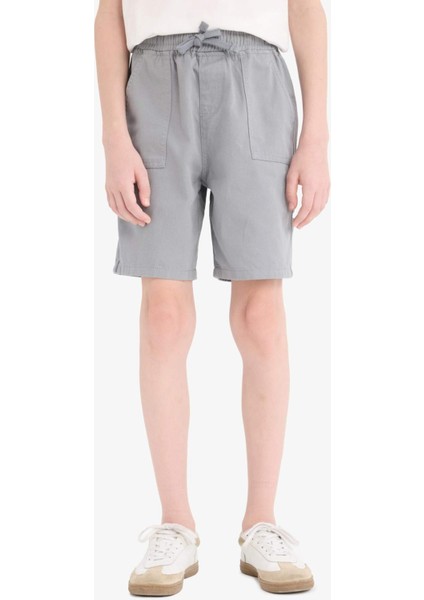 Erkek Çocuk Beli Lastikli Cepli Gabardin Şort E3359A825HS