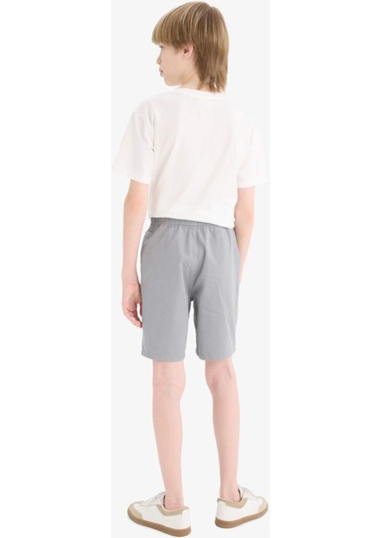 Erkek Çocuk Beli Lastikli Cepli Gabardin Şort E3359A825HS