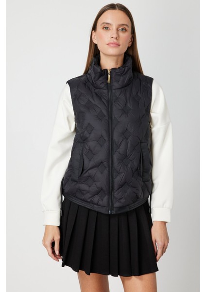 Kadın Dik Yaka Şişme Yelek 60997 Siyah