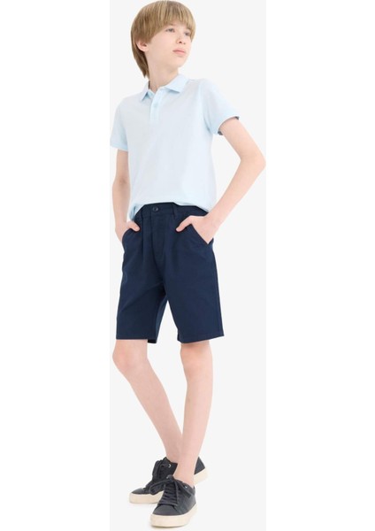 Erkek Çocuk Cepli Basic Düz Gabardin Şort C2955A825SM