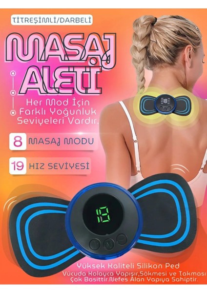 çınar ticaret kelebek masaj aleti bel sırt bacak kol titreşimli masaj pedi şarjlı 8 modlu vücut tens cihazı