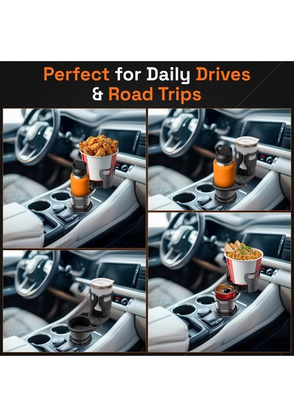 çınar ticaret 2’si 1 arada ayarlanabilir araç bardak tutucu, genişleyebilir üst kısım 3”-6.2”, şişe adaptörü, araba organizatörü, dayanıklı taban, ramblers hydroflask uyumlu, modern araç düzenleyic modelleri