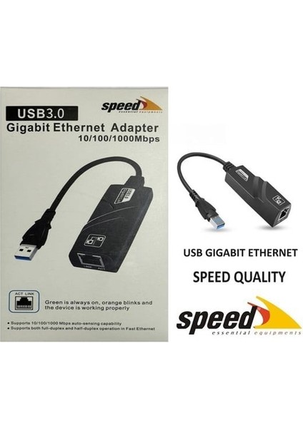 çınar ticaret speed sp-ue050 usb 3.0 to rj45 10/100/1000 mbps gigabit ethernet çevirici