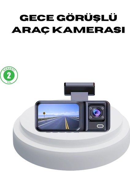 çınar ticaret 170° geniş açılı 3 kameralı araç ıçi kayıt cihazı gece görüşlü