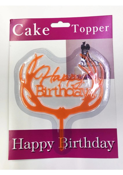 çınar ticaret happy birthday yazılı turuncu dallı pasta kek çubuğu