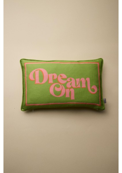 Dream On Baskılı Biye Detaylı Kırlent Kılıfı