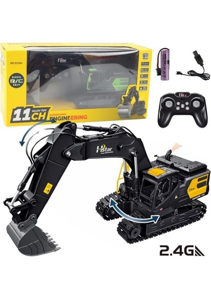 Oyuncak 1:12 Ölçek Büyük Boy Işıklı Sesli Şarjlı Duman Atan Kumandalı Kepçe