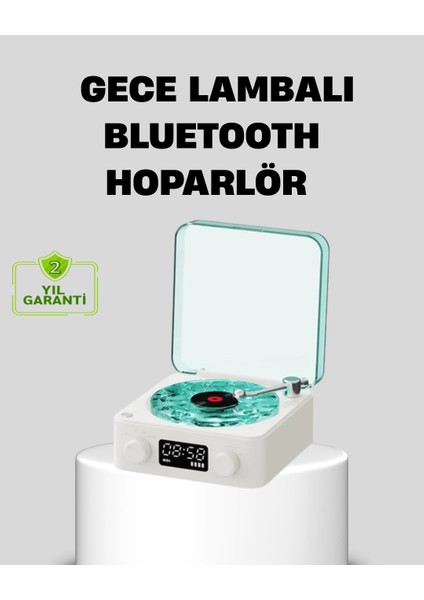 çınar ticaret gece lambası stereo bluetooth hoparlör dijital saatli vintage tasarım çok fonksiyonlu
