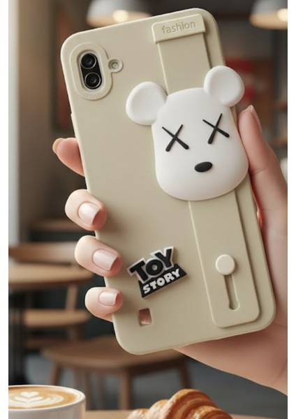 Samsung Galaxy A10 Uyumlu Kılıf Bej Renk 3D Figürlü Darbe Emici Yumuşak Silikon Kapak modelleri