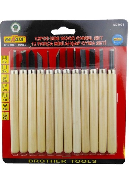 çınar ticaret sakata wd 1008 ahşap oyma seti 12 parça