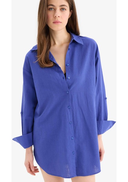 Regular Fit Pamuklu Plaj Gömleği-Fall in Love