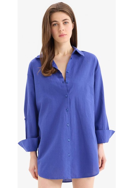 Regular Fit Pamuklu Plaj Gömleği-Fall in Love