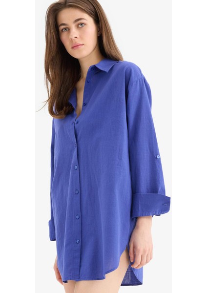 Regular Fit Pamuklu Plaj Gömleği-Fall in Love