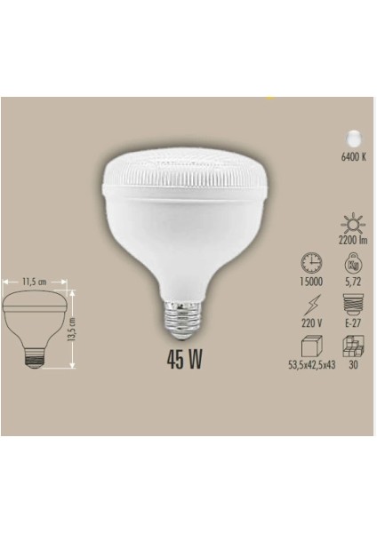 çınar ticaret cata ct 4145 kristal 45w torch led ampul 6400k beyaz ışık fiyatları