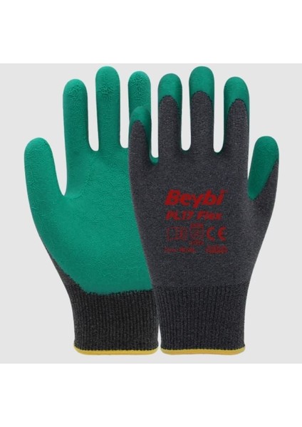 çınar ticaret beybi pl17 flex likralı ıpten örme lateks eldiven no:9 yeşil