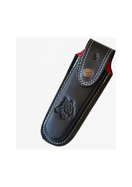 çınar ticaret eco lounge kurt figürlü hakiki deri çakı kılıfı no:4, 14 x 5 cm - kemerlikli