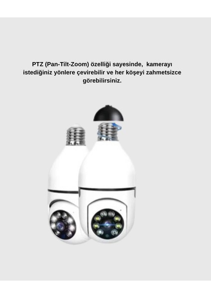 çınar ticaret 360° akıllı güvenlik kamerası – duya takılabilir, wi-fi bağlantılı, hareket sensörlü modelleri