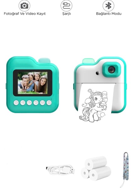 çınar ticaret dijital video kayıt fotoğraf çocuk kamerası anlık termal resim kağıt baskılı mavi