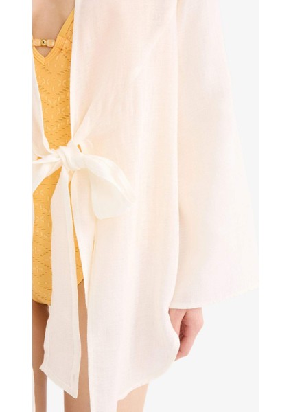 Müslin Önden Bağlamalı Plaj Gömleği-Fall in Love