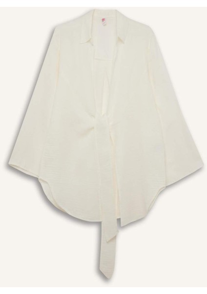 Müslin Önden Bağlamalı Plaj Gömleği-Fall in Love