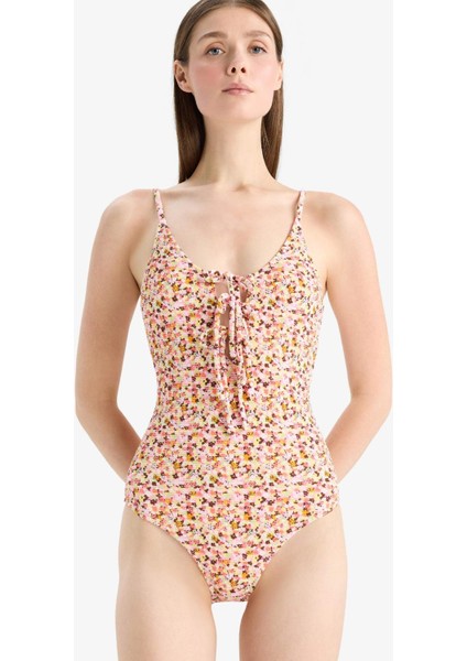 Regular Fit Çiçekli Bürümcük Askılı Mayo E5208AX25SM