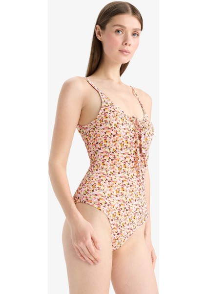 Regular Fit Çiçekli Bürümcük Askılı Mayo E5208AX25SM