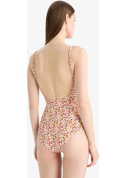 Regular Fit Çiçekli Bürümcük Askılı Mayo E5208AX25SM