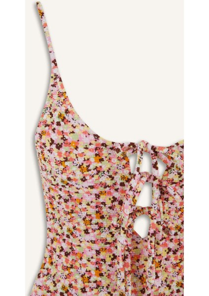 Regular Fit Çiçekli Bürümcük Askılı Mayo E5208AX25SM