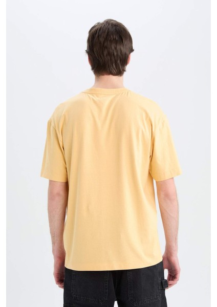 %100 Pamuk Boxy Fit Bisiklet Yaka Basic Düz Kısa Kollu Tişört D6070AX25SP