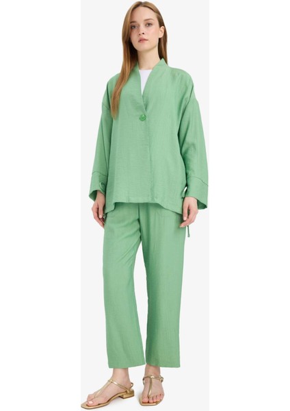 Relax Fit Krinkıl Kumaş Uzun Kollu Kimono Tunik E1109AX25SM